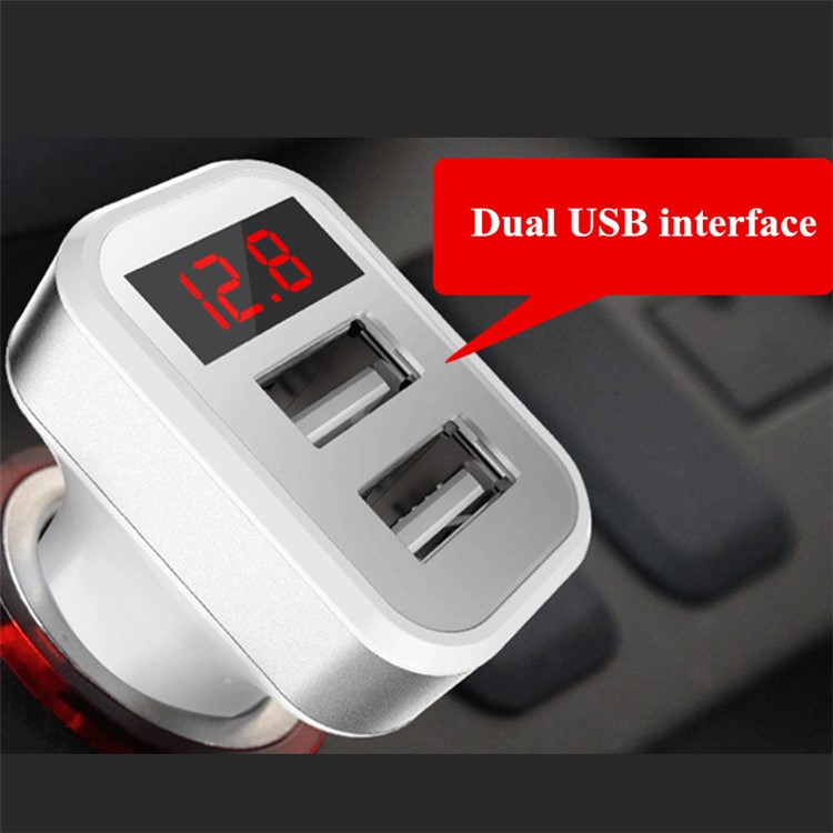 Dual USB Smart Car Charger with LED Display for iPhone iPad Samsung - Random-1