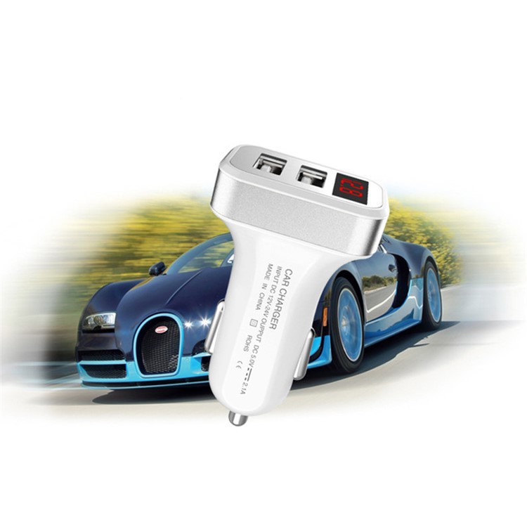 Dual USB Smart Car Charger with LED Display for iPhone iPad Samsung - Random-10