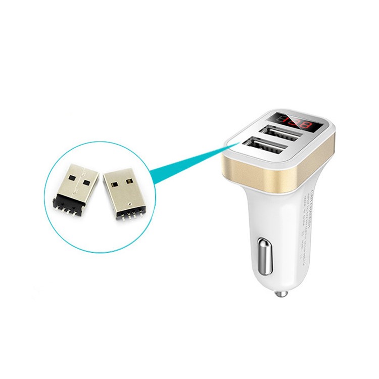 Dual USB Smart Car Charger with LED Display for iPhone iPad Samsung - Random-3