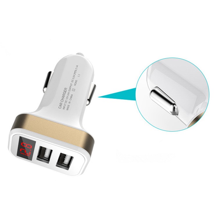 Dual USB Smart Car Charger with LED Display for iPhone iPad Samsung - Random-4