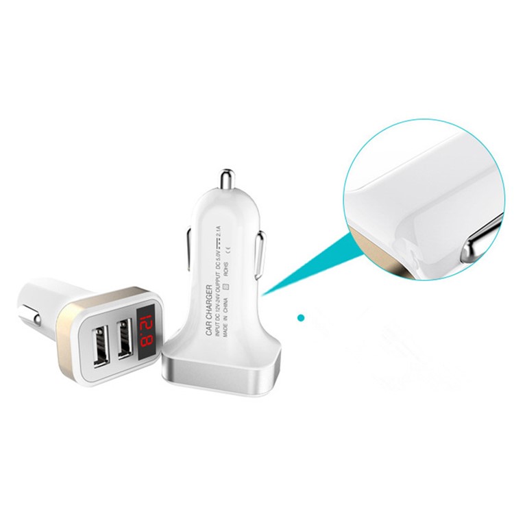 Dual USB Smart Car Charger with LED Display for iPhone iPad Samsung - Random-5