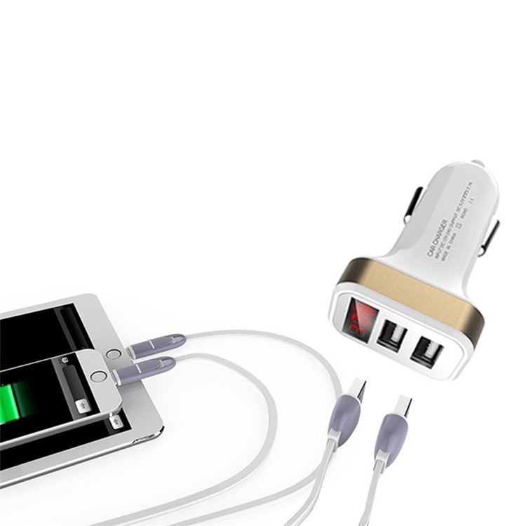 Dual USB Smart Car Charger with LED Display for iPhone iPad Samsung - Random-7