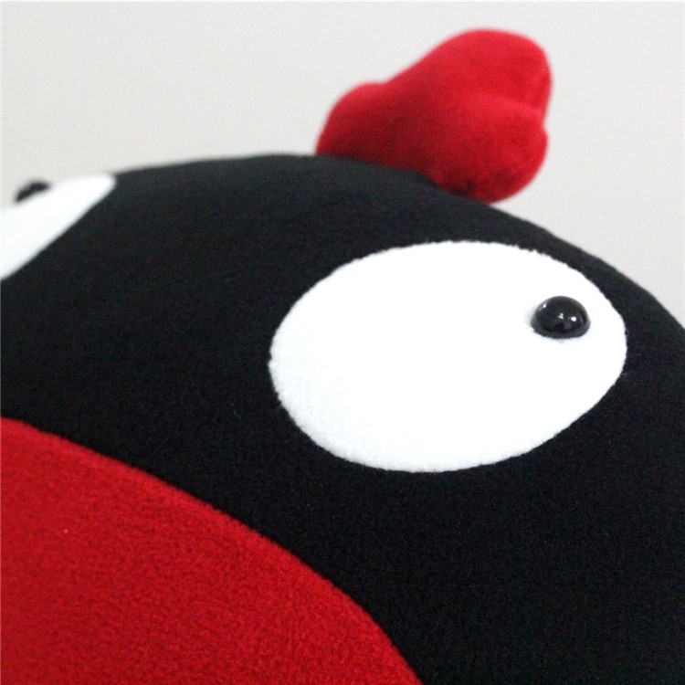1 Pair Cute Cartoon Pattern Soft Polar Fleece Neck Pillow Car Decor Neck Protection Headrest Pillow - Black / Red-2