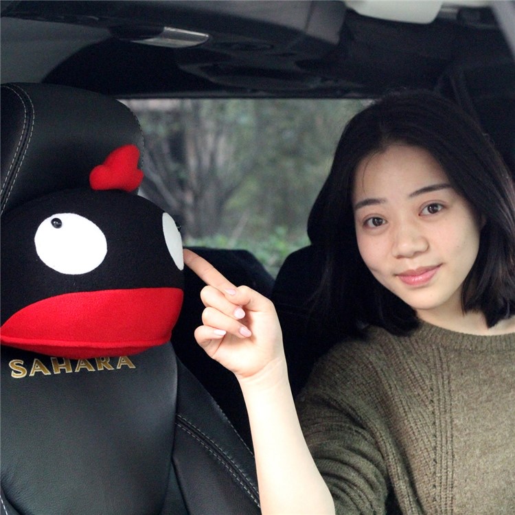 1 Pair Cute Cartoon Pattern Soft Polar Fleece Neck Pillow Car Decor Neck Protection Headrest Pillow - Black / Red-4