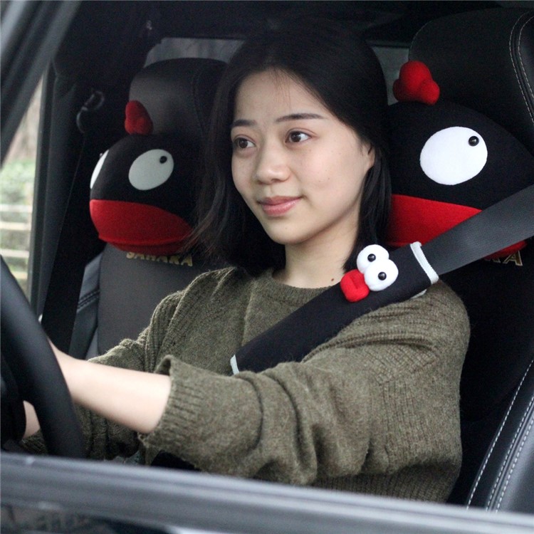 1 Pair Cute Cartoon Styling Car Seat Belt Strap Cover Shoulder Strap Pad - Black-5