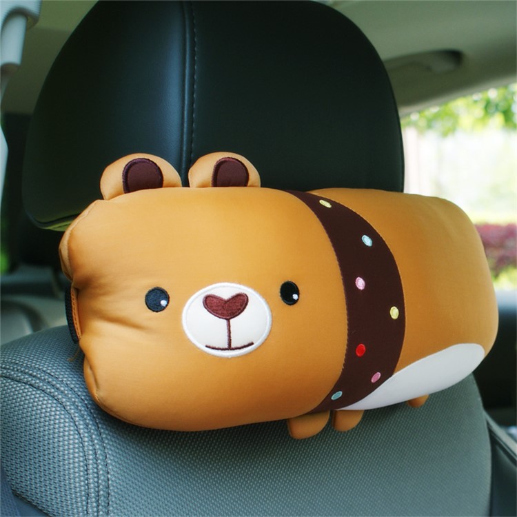 Cute Animal Pattern Zero Pressure Superior Foam Vehicle Pillow Neck Support Head and Neck Cushion - Bear-1