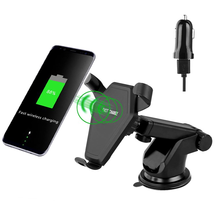 N5-3 Silicone Anti-slip Sucker Qi Wireless Charger with Car Air Vent Mount Holder for iPhone X/8/8 Plus Etc.-2