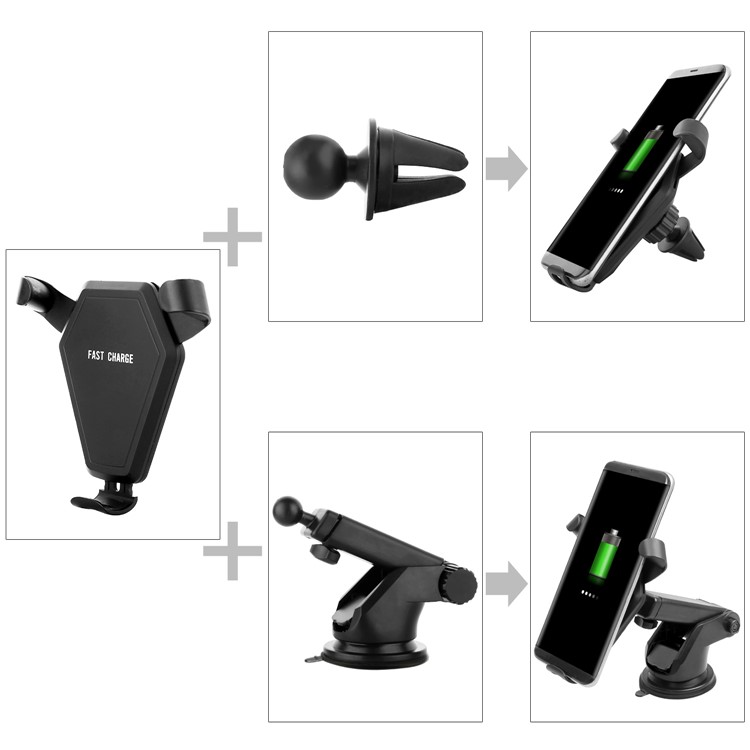 N5-3 Silicone Anti-slip Sucker Qi Wireless Charger with Car Air Vent Mount Holder for iPhone X/8/8 Plus Etc.-5