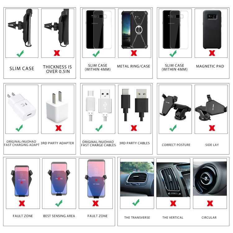 N5-3 Silicone Anti-slip Sucker Qi Wireless Charger with Car Air Vent Mount Holder for iPhone X/8/8 Plus Etc.-6