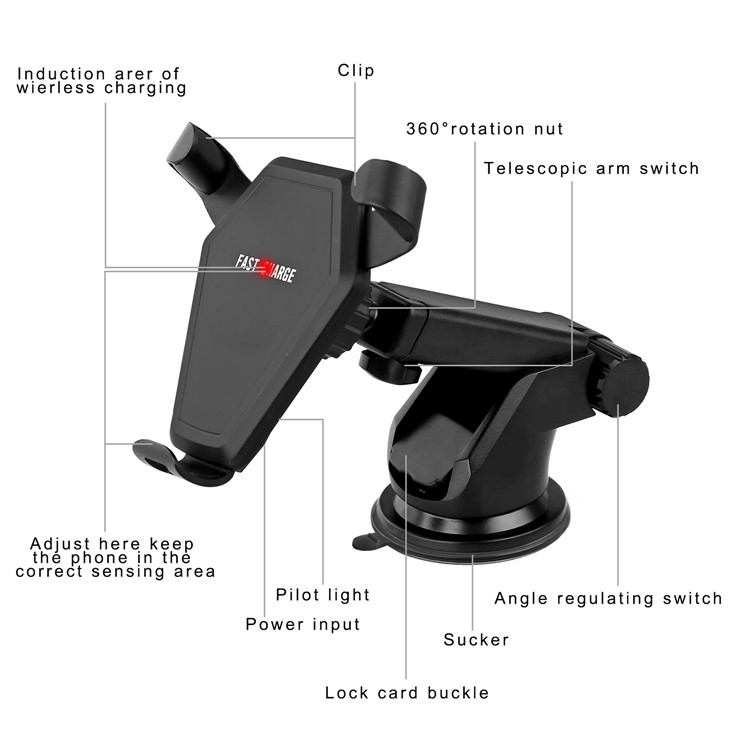 N5-3 Silicone Anti-slip Sucker Qi Wireless Charger with Car Air Vent Mount Holder for iPhone X/8/8 Plus Etc.-7