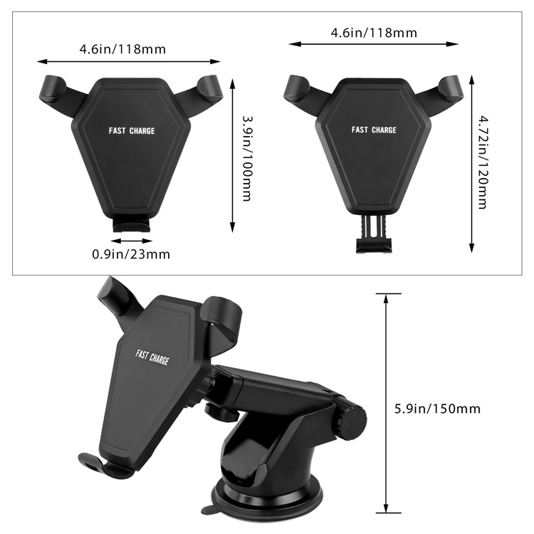 N5-3 Silicone Anti-slip Sucker Qi Wireless Charger with Car Air Vent Mount Holder for iPhone X/8/8 Plus Etc.-9