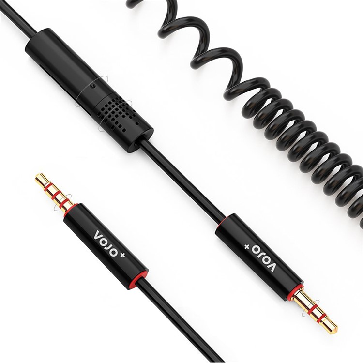 VOJO HOTLINE 3.5mm Auxiliary Audio Coiled Cable with Microphone for Car - Black-1