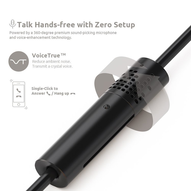 VOJO HOTLINE 3.5mm Auxiliary Audio Coiled Cable with Microphone for Car - Black-2