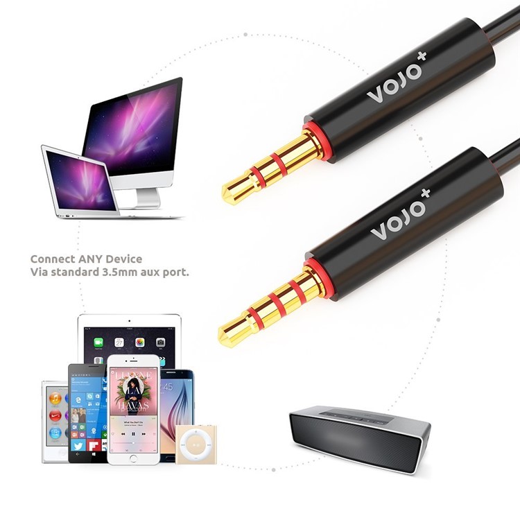 VOJO HOTLINE 3.5mm Auxiliary Audio Coiled Cable with Microphone for Car - Black-4