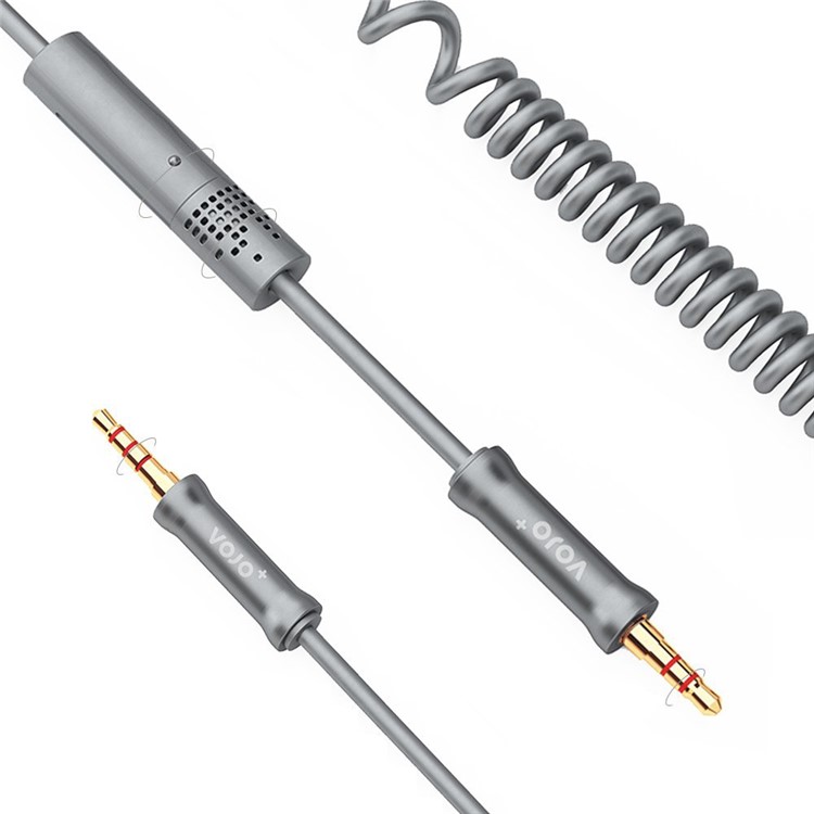VOJO HOTLINE 3.5mm Auxiliary Audio Coiled Cord with Microphone for Car - Grey-1
