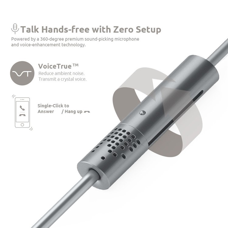VOJO HOTLINE 3.5mm Auxiliary Audio Coiled Cord with Microphone for Car - Grey-2
