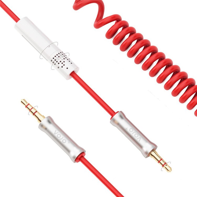 VOJO HOTLINE 3.5mm Auxiliary Audio Spring Cable with Microphone for Car - Red-1