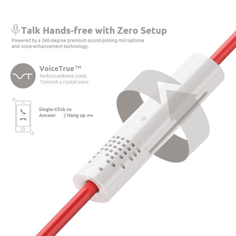 VOJO HOTLINE 3.5mm Auxiliary Audio Spring Cable with Microphone for Car - Red-2