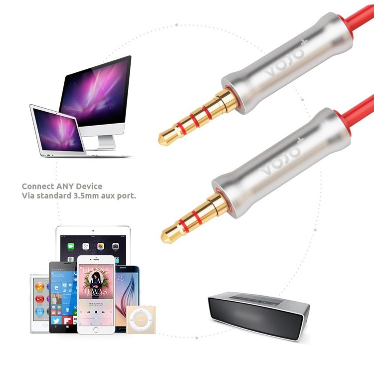 VOJO HOTLINE 3.5mm Auxiliary Audio Spring Cable with Microphone for Car - Red-4