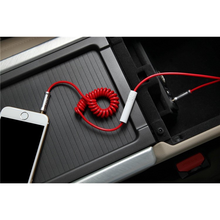 VOJO HOTLINE 3.5mm Auxiliary Audio Spring Cable with Microphone for Car - Red-6
