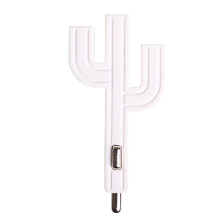 VOJO Cute Cartoon Cactus Three Ports 3.1A Output Car Charger for iPhone iPad Samsung etc. - White-1