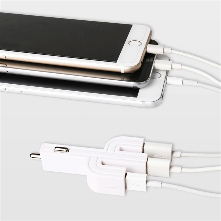 VOJO Cute Cartoon Cactus Three Ports 3.1A Output Car Charger for iPhone iPad Samsung etc. - White-3