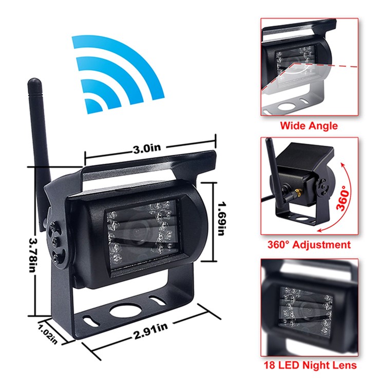 PZ607-2-W 7 Inch HD Display Wireless Backup Rear View Camera Monitor Kit for Truck, RV, Van etc.-8