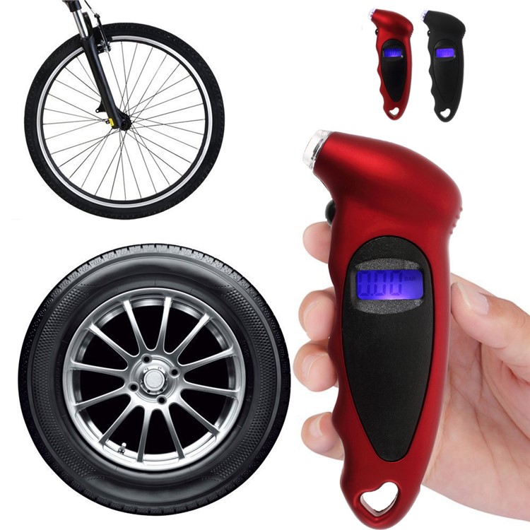 Car Motorcycle Bike Mini Tire Gauge 0-150PSI with Digital LCD Screen - Red-1
