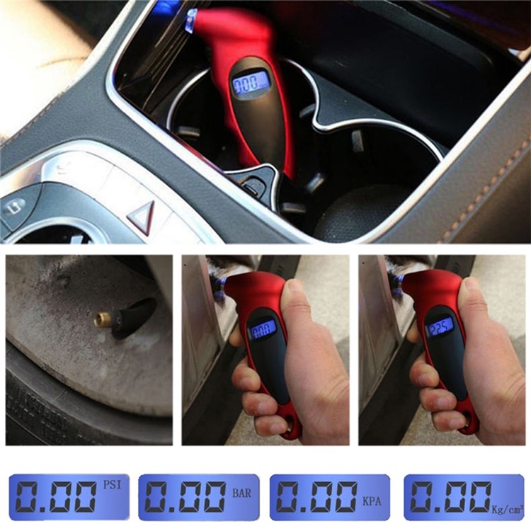 Car Motorcycle Bike Mini Tire Gauge 0-150PSI with Digital LCD Screen - Red-11