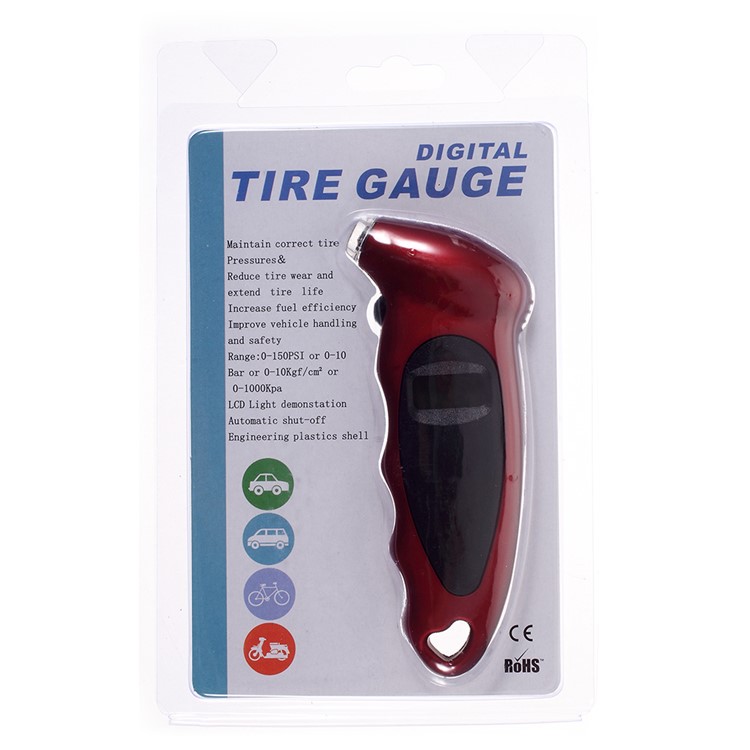 Car Motorcycle Bike Mini Tire Gauge 0-150PSI with Digital LCD Screen - Red-14