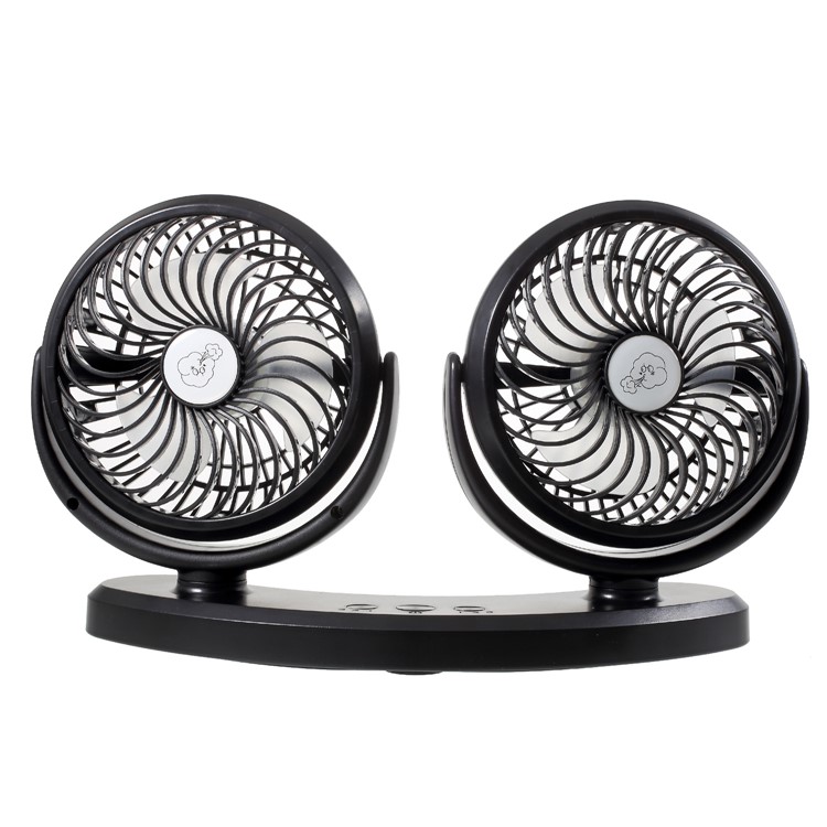 F300 Car Mount Dual Head Fan 360 Degree Rotation 3-Speed Aromatherapy USB Powered Cooling Fan-1