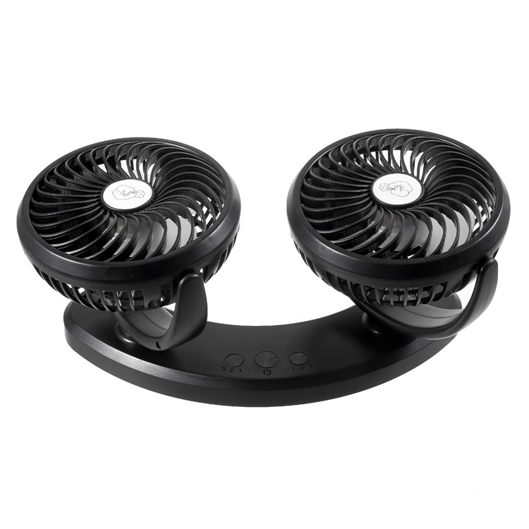 F300 Car Mount Dual Head Fan 360 Degree Rotation 3-Speed Aromatherapy USB Powered Cooling Fan-10