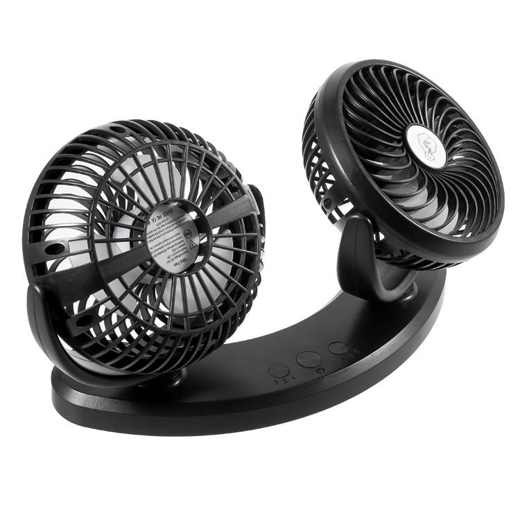 F300 Car Mount Dual Head Fan 360 Degree Rotation 3-Speed Aromatherapy USB Powered Cooling Fan-5