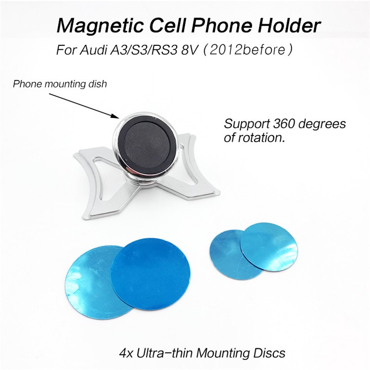 Car Air Outlet Mount 360-Degree Rotary Cell Phone Holder for Audi A3/S3 Year 2012 Before - Silver-2