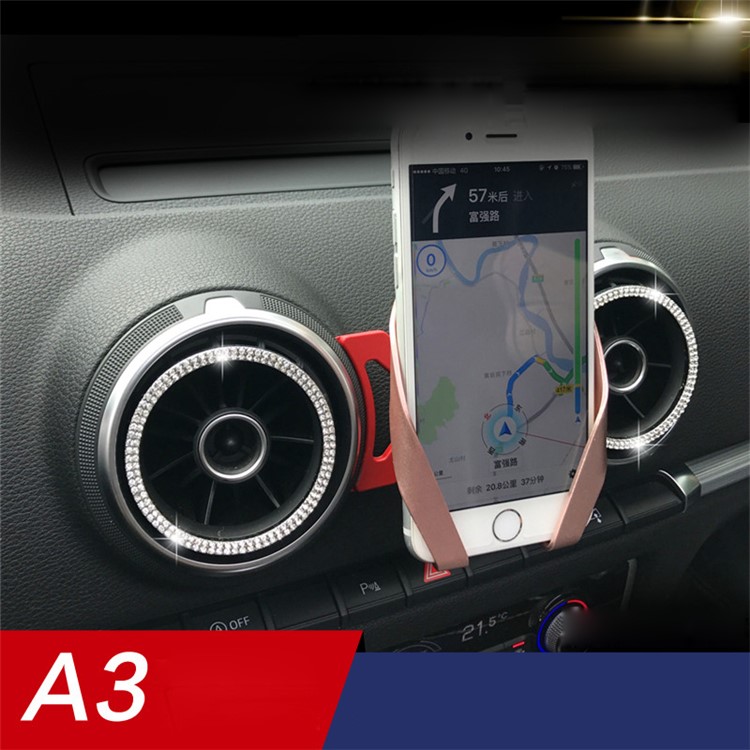 M Shape Car Air Outlet Mount Phone Holder for Audi A3/S3(2013-2018) - Rose Gold / Red-2