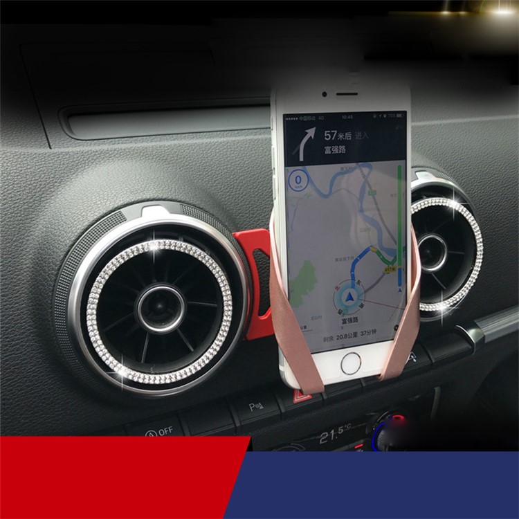 M Shape Gear Linkage Car Air Vent Phone Mount Bracket for Audi A3/S3 (Before 2012 Year) - Rose Gold-4