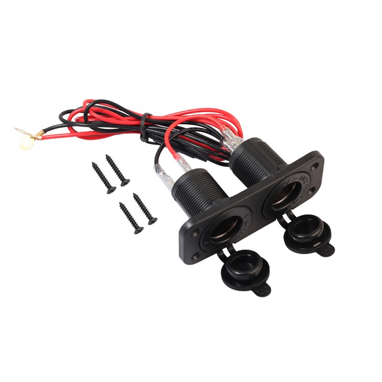 Double Ports Motorcycle Car Cigarette Lighter Socket Waterproof Power Charger Plug Modified Parts-1
