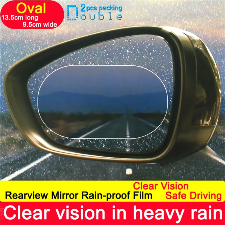 2Pcs/Set IMAK Oval Shape Car Rearview Mirror Film Anti-Fog Rainproof Anti-Glare Film - Size: 13.5 x 9.5cm-2