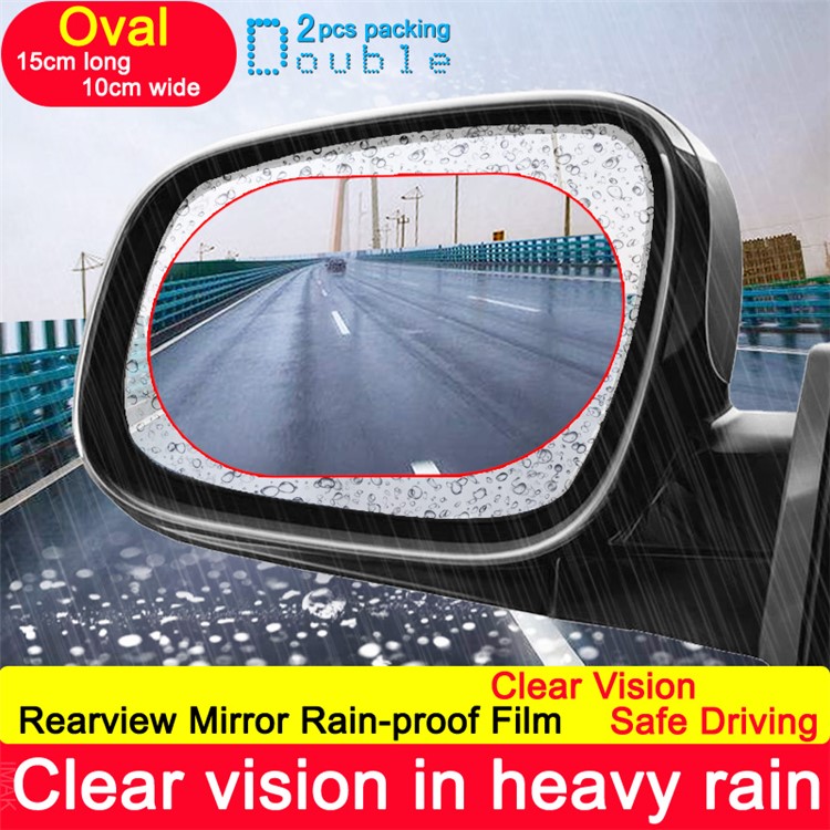 2Pcs/Set IMAK Oval Shape Rain-proof Car Rearview Mirror Film Anti-fog Anti-Glare Protective Film - Size: 15 x 10cm-1