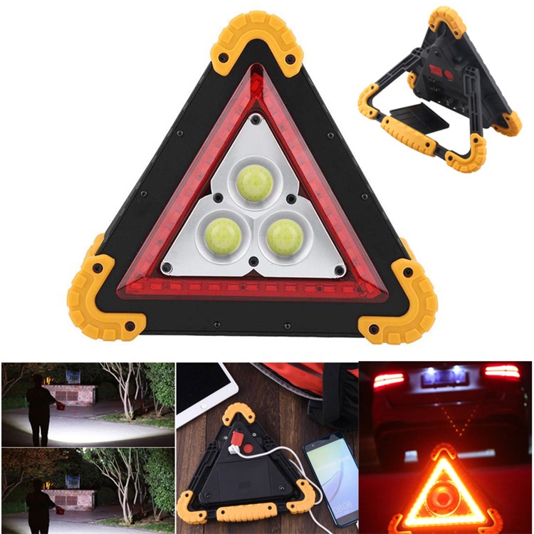 W838 Triangle Car Repair Working Lamp Warning Traffic Light 1600LM 4 Modes-1