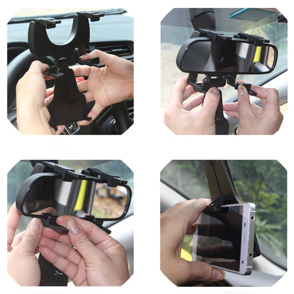 Universal Car Rearview Mirror Phone Holder Mount 360-Degree for iPhone Samsung Huawei GPS Smartphones-7