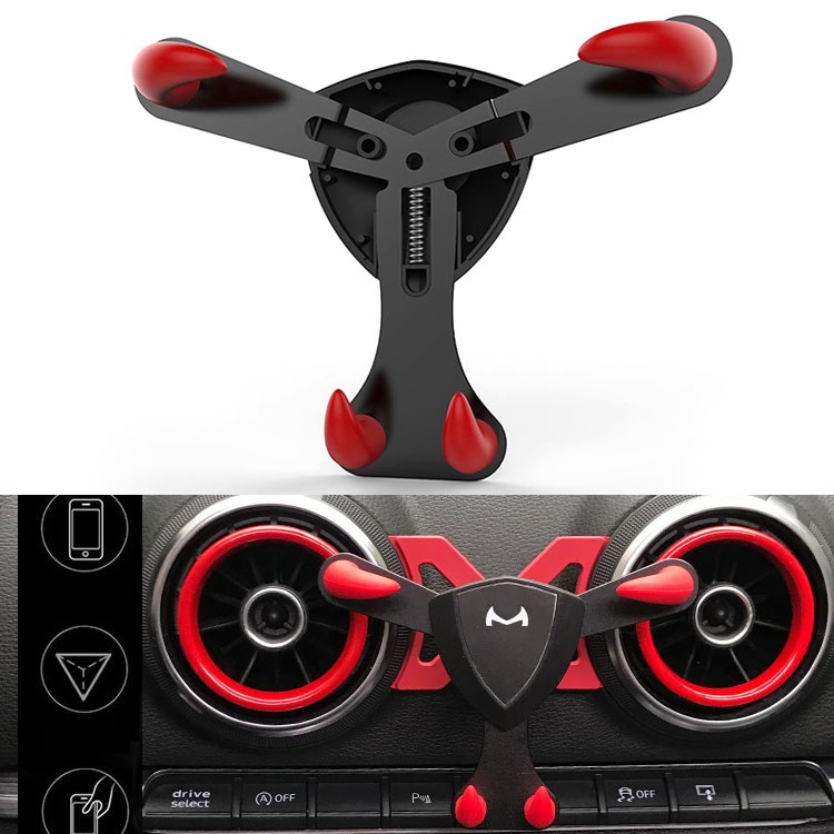 Triangle Construction Car Air Outlet Mount 360-Degree Rotary Phone Holder for Audi A3/S3 - Black / Red-1
