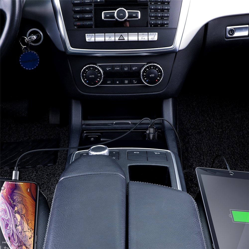 BASEUS 45W Série Mágica Dupla QC Display Digital Inteligente Dupla Rápida Adaptador De Carro De Carga - Preto-4