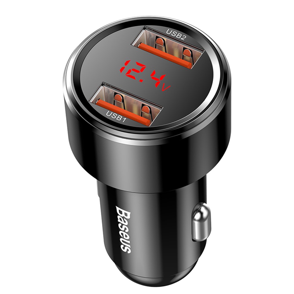 BASEUS 45W Série Mágica Dupla QC Display Digital Inteligente Dupla Rápida Adaptador De Carro De Carga - Preto-6
