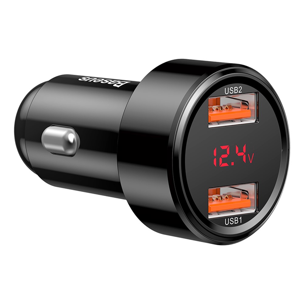 BASEUS 45W Série Mágica Dupla QC Display Digital Inteligente Dupla Rápida Adaptador De Carro De Carga - Preto-7
