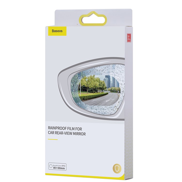 2 Teile / Paket BASEUS Runde Form Auto Rückspiegel Film Anti-fog Regendicht Anti-glare Film - Transparent / Größe: 80x80mm-12