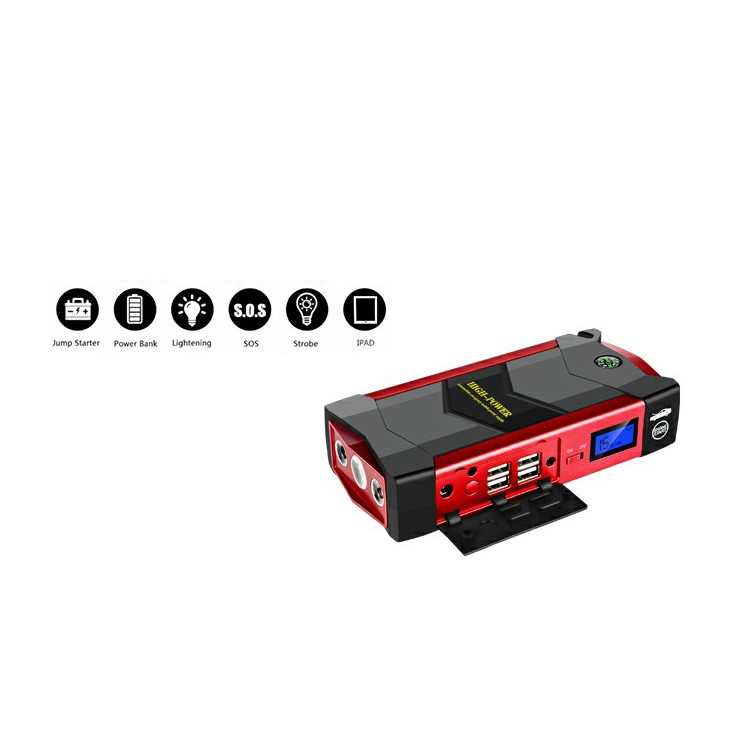 JXIANG JX19 High-Power Automobile Emergency Mobile Power Supply Kits 4USB 4-LED with Emergency Hammer - Red/UK Plug-11