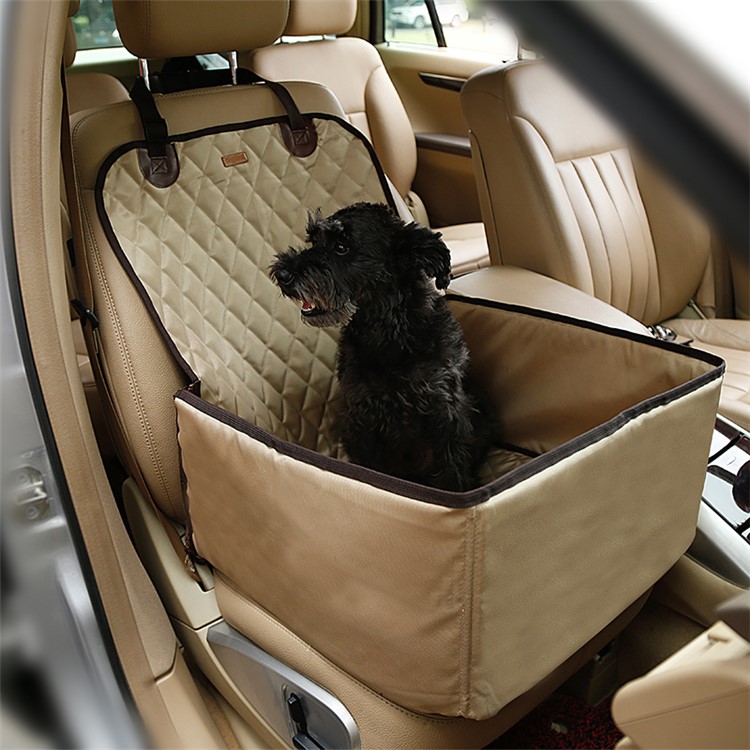 2-In-1 Deluxe Pet Dog Seat Mat Blanket Waterproof Car Front Seat Cover - Champagne-2