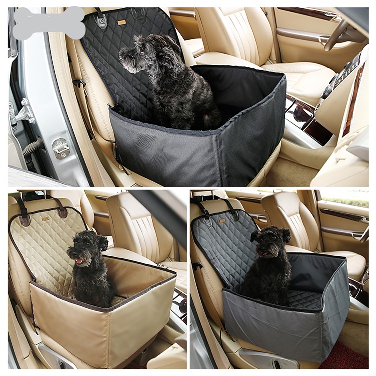 2-In-1 Deluxe Pet Dog Seat Mat Blanket Waterproof Car Front Seat Cover - Champagne-4
