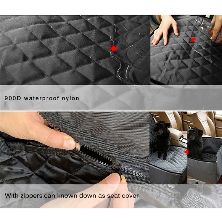 2-In-1 Deluxe Pet Dog Seat Mat Blanket Waterproof Car Front Seat Cover - Champagne-5